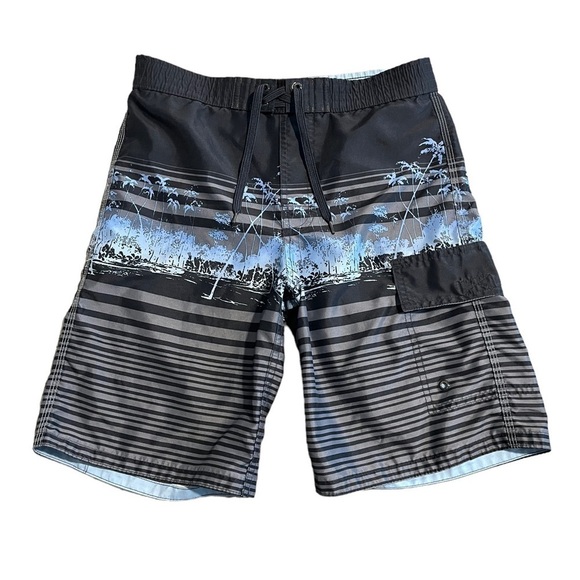 Gap Mens NWOT Blue And Gray Pocketed Swim Trunks With Liner, Size Med - Picture 1 of 6